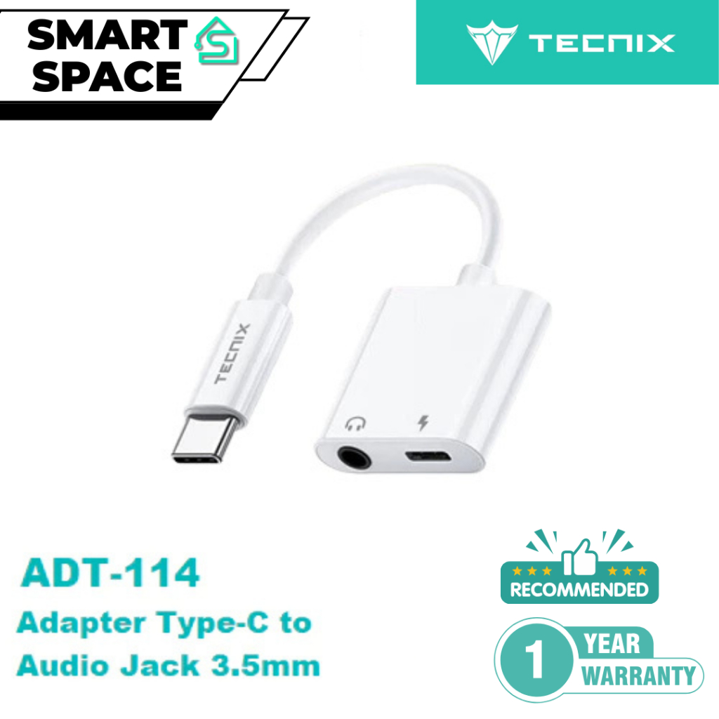 Tecnix Adapter Type-C to Audio Jack 3.5mm+Charging Adapter Splitter - ADT-114 - Garansi 1 Tahun