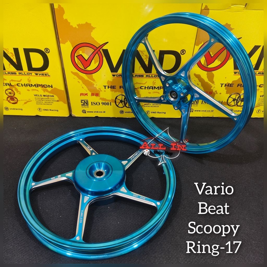 Velg racing vnd ak 55 ring 17 light blue vario 110 125 150 160/beat scoopy genio ak55 biru toska