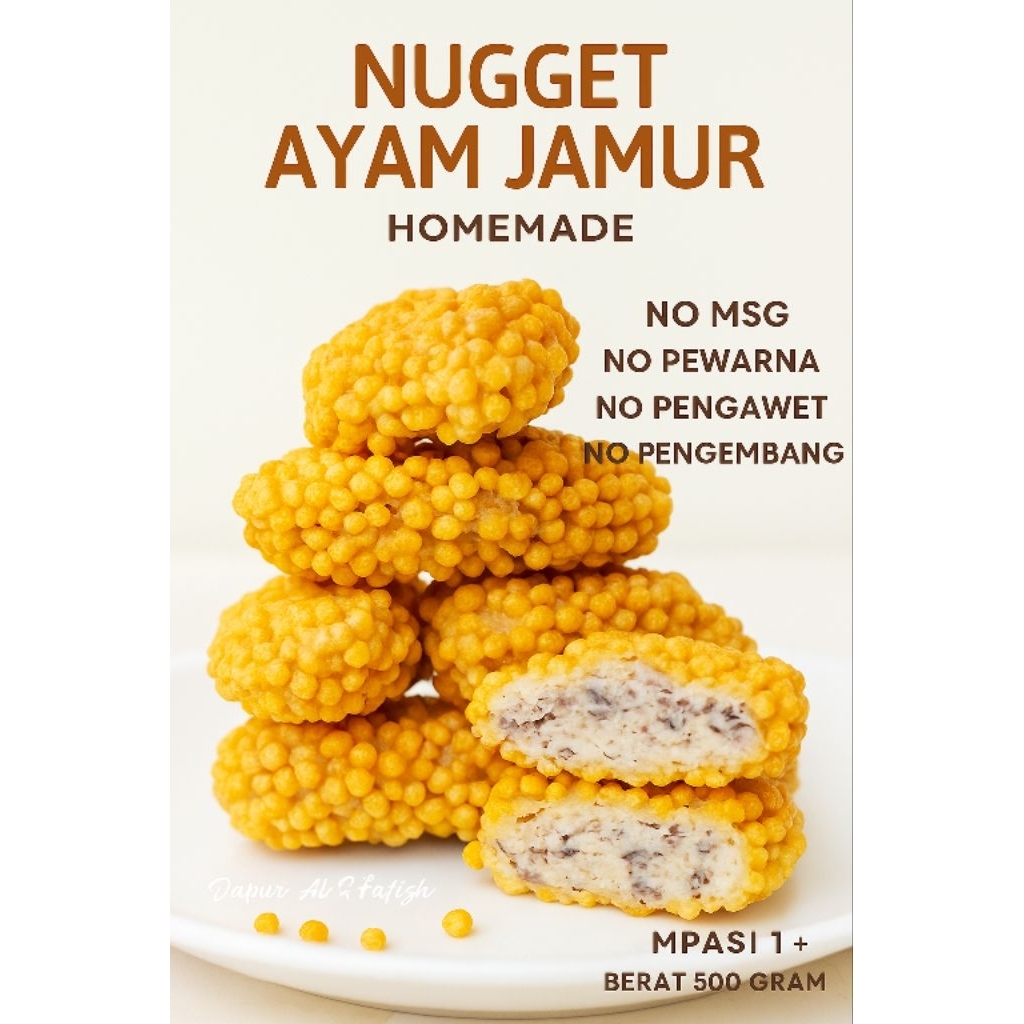 

Nugget Ayam Jamur Homemade Tanpa MSG | MPASI 1+ | Crispy & Sehat | 500gr