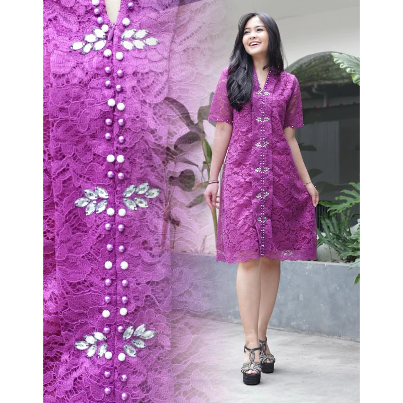 TAMARA-Dress vania brukat payet terbaru model kekinian kondangan mewah / dress gereja natal