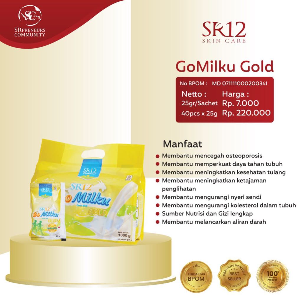 

gomilku gold pouch 1Kg 40 sachet @25g baik untuk utang dan sendi cocok untuk lansia