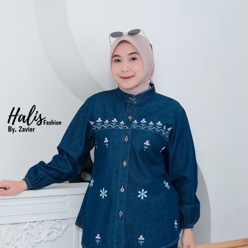 [COD] Kamila Setelan Celana Jeans Wanita Aksen Bordir Premium Style Casual Daily Best Seller One Set