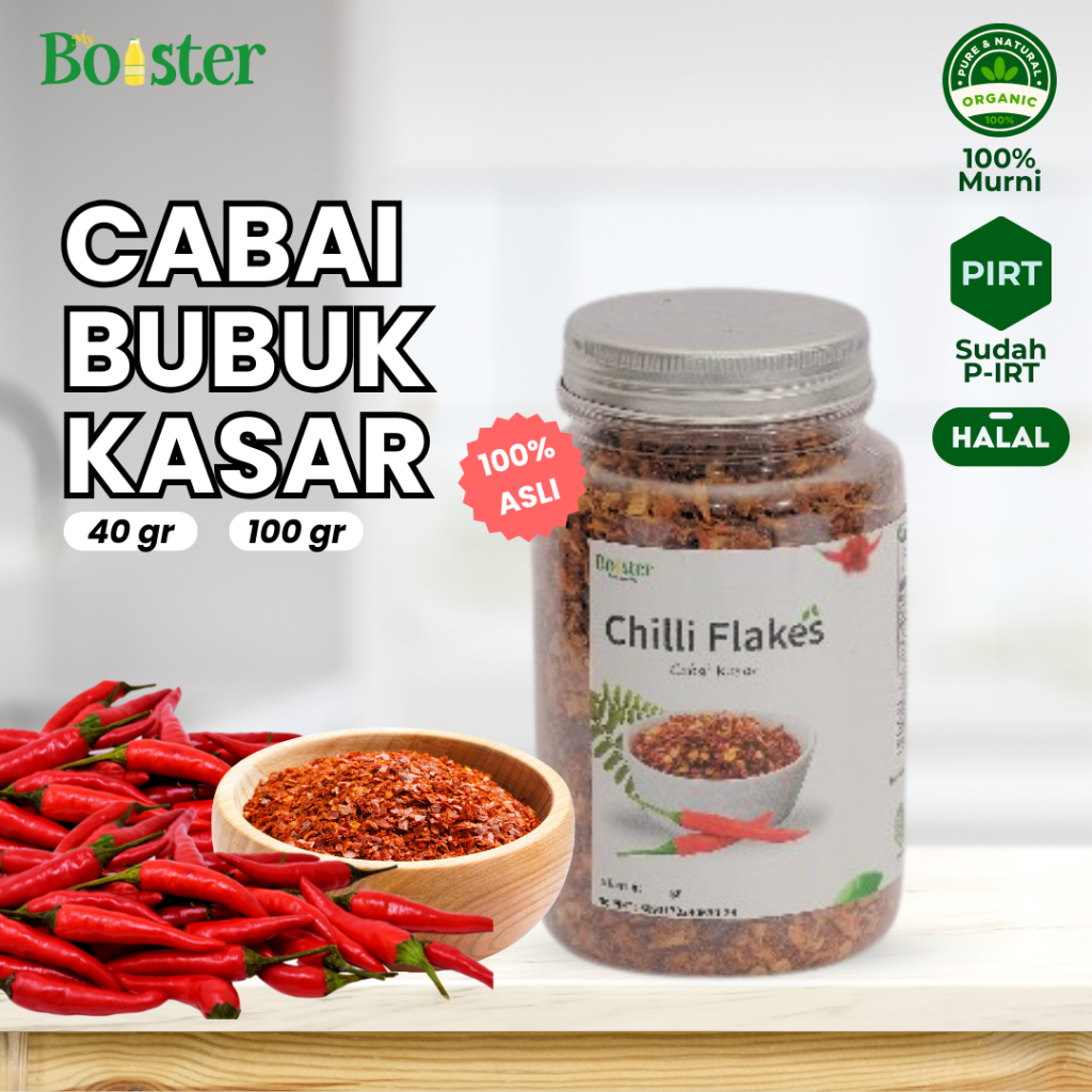 

MYBOOSTER CABAI KASAR CHILI FLAKES NON MSG CABE GILING KASAR PEDAS BUMBU REMPAH ASLI