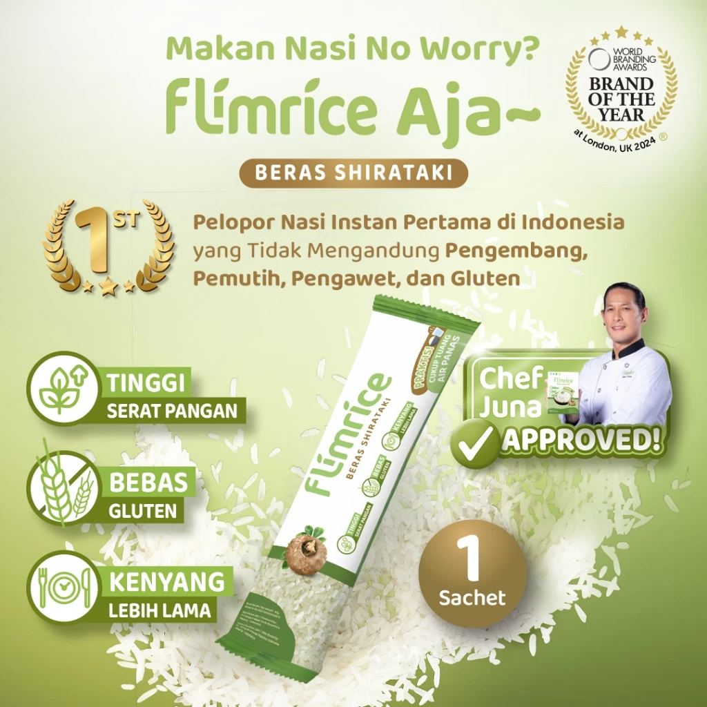 

Flimrice Nasi Shirataki (Nasi Diet) - 1 sachet (Cobain Dulu!)