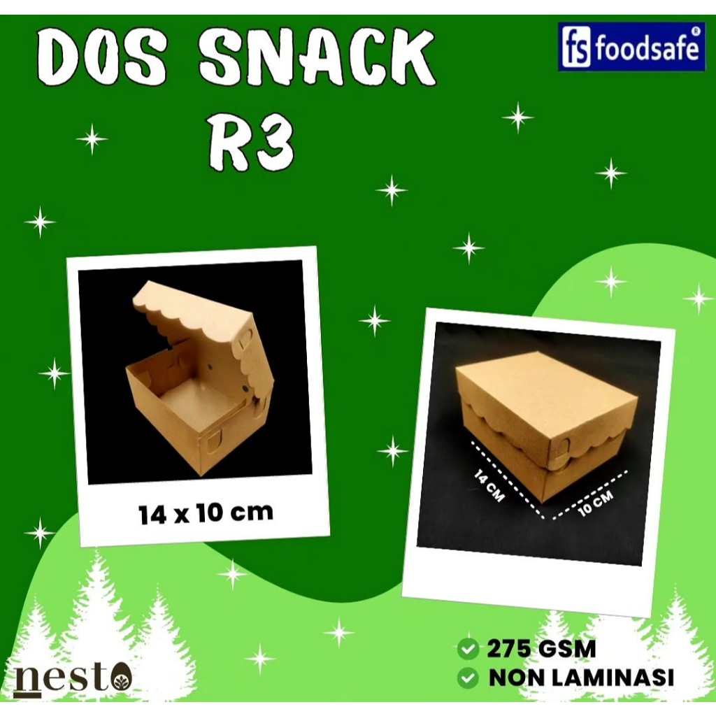 Box Kotak Kue R3 Kraft Ukuran 14x10x7 cm | Dus Kue R3 Kraft 275 GSM | Dus Kotak Kue R3