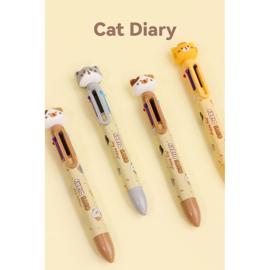 

Ball Pen Sparrow 0.7mm cats diary 6 color warna 6894 pena balpoin