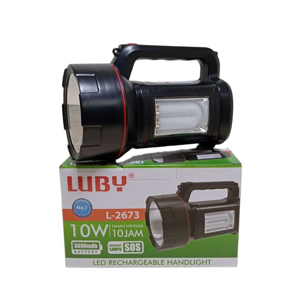 SENTER TANGAN + EMERGENCY LUBY 10 WATT CAHAYA PUTIH L-2673