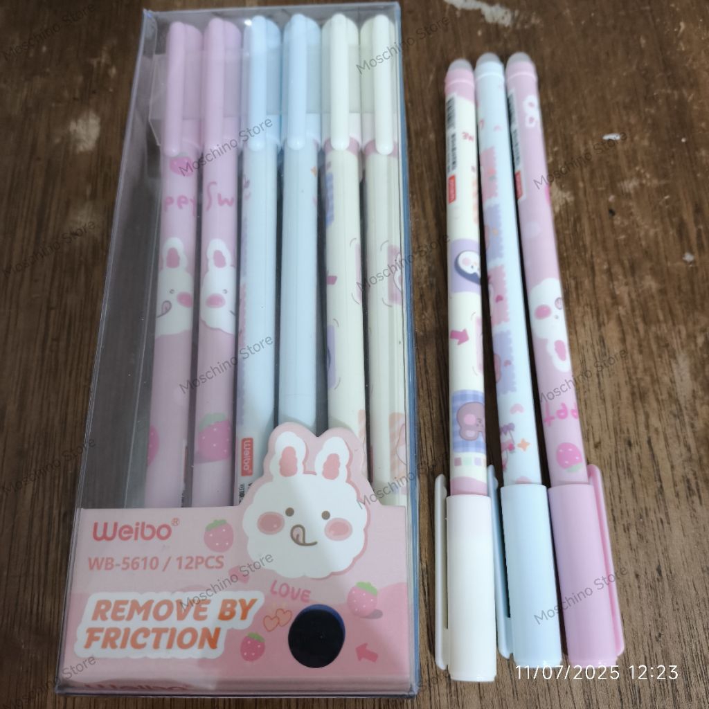 

[MS] Weibo ~ Eraseable Gel Pen WB-5610 Karakter Rabbit Isi 12 pcs /Pen Gel Bisa Di Hapus Weibo 5610