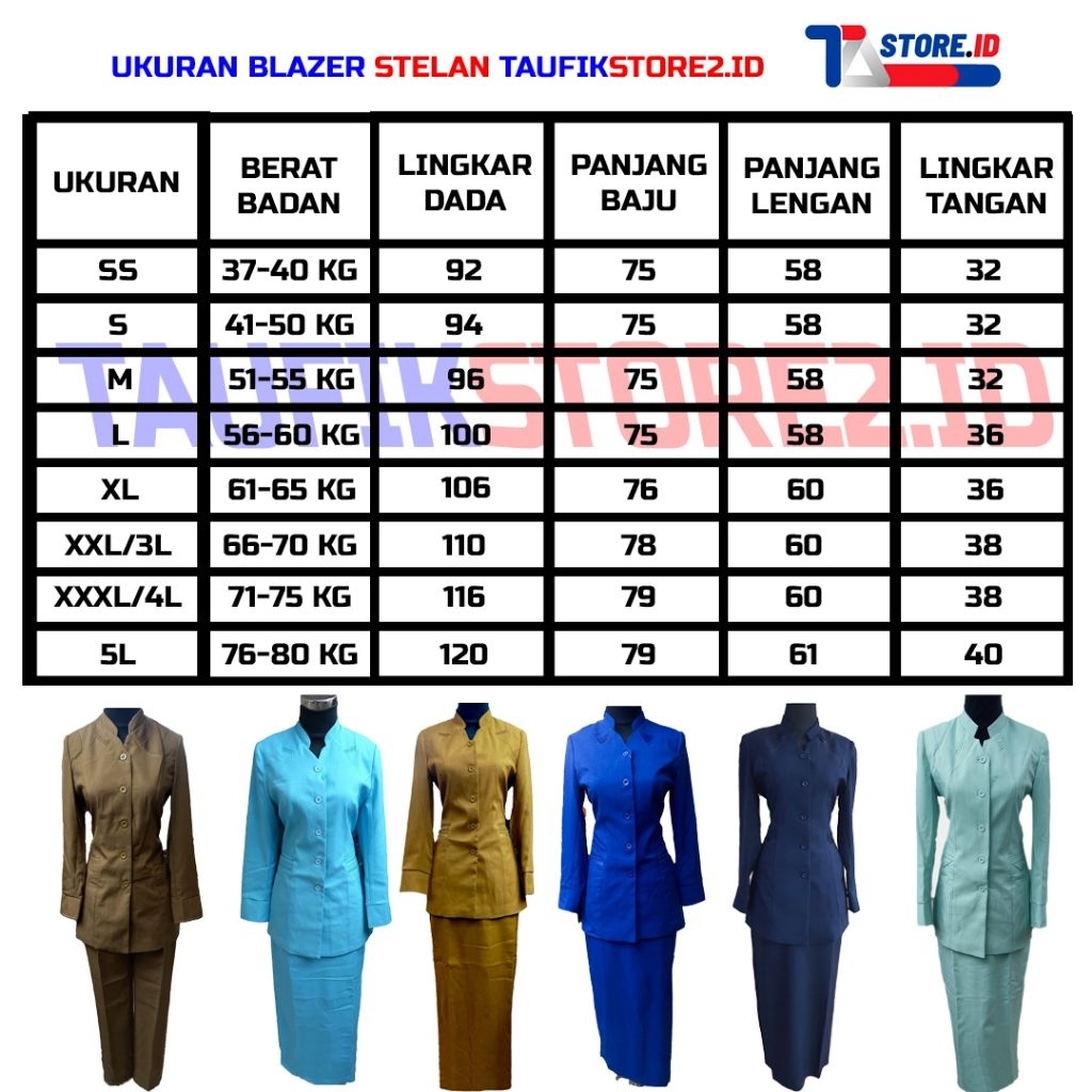 Tahan Lama Setelan Seragam Pns Asn Wanita Kerah Shanghai Pemda Tua Muda Bahan Polyester Premium Size