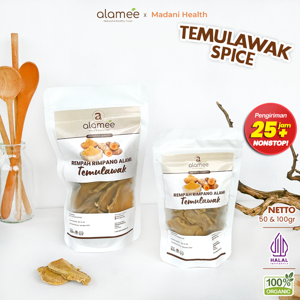 

ALAMEE Temulawak Kering Dried Curcuma Iris Rempah Organik Temu Lawak Bumbu Masakan Seasoning 100g