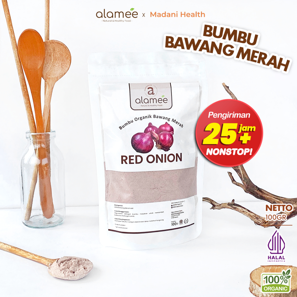 

ALAMEE Bawang Merah Bubuk Red Onion Seasoning Powder Bumbu Dapur Organik Masak Tanpa Campuran 100g
