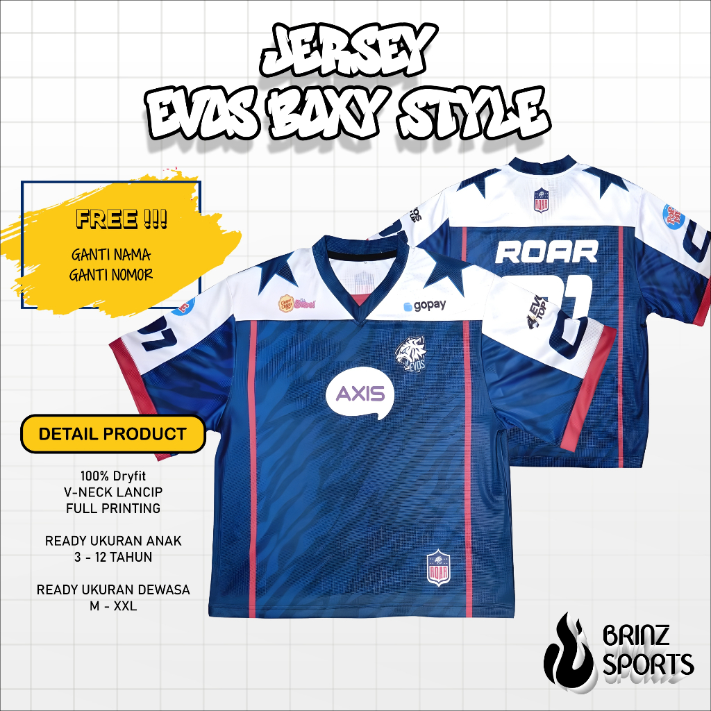 Jersey Evos 2025 / Jersey Evos Boxy / Jersey EVOS Oversize / Free Nickname & Nomor Punggung / Dewasa