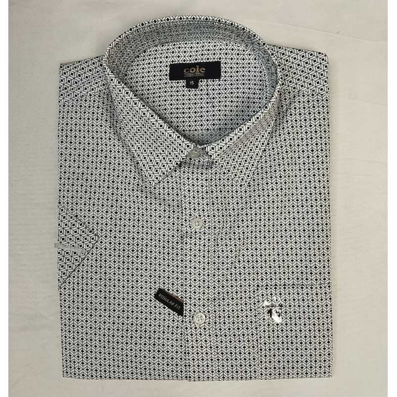 Cole Kemeja Pria Kotak-Kotak Reguler Fit Lengan Pendek l Kemeja Formal Pria