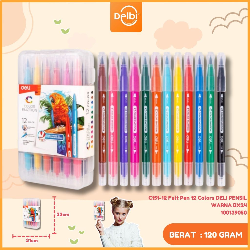 

DELI FELT PEN SPIDOL LUKIS WARNA 12 WARNA C151-12 C151-12 Felt Pen 12 Colors 12 Colors