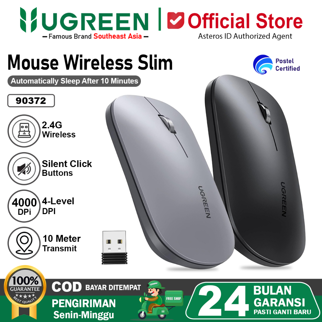 UGREEN Mouse Wireless Silent Clik 4000 DPI 2.4G Portable Slim Design