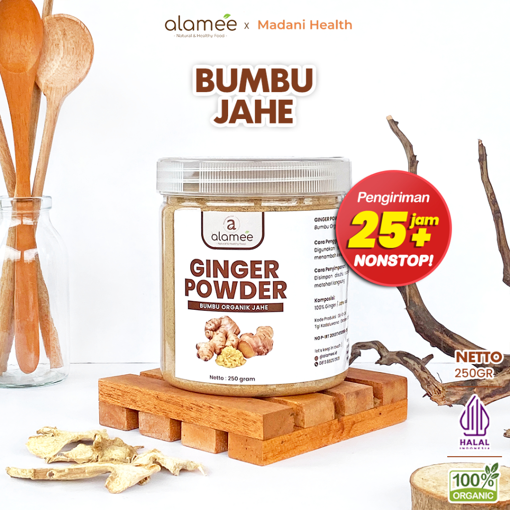 

ALAMEE Ginger Seasoning Powder Jahe Putih Bubuk Minuman Herbal Bumbu Masakan Dapur Instan 250g