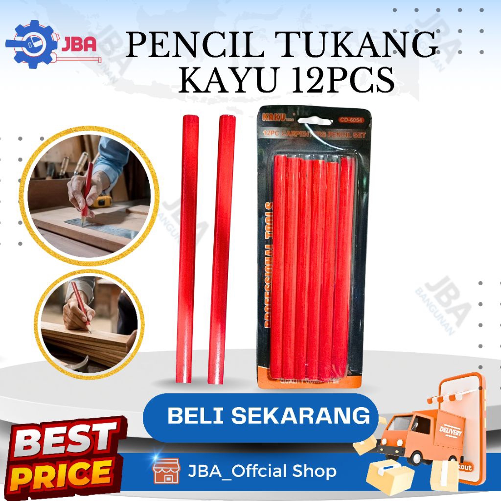 

Pencil Tukang Kayu 12pcs / Pencil Tukang / Pencil Serbaguna Pencil pipih / pencil gepeng