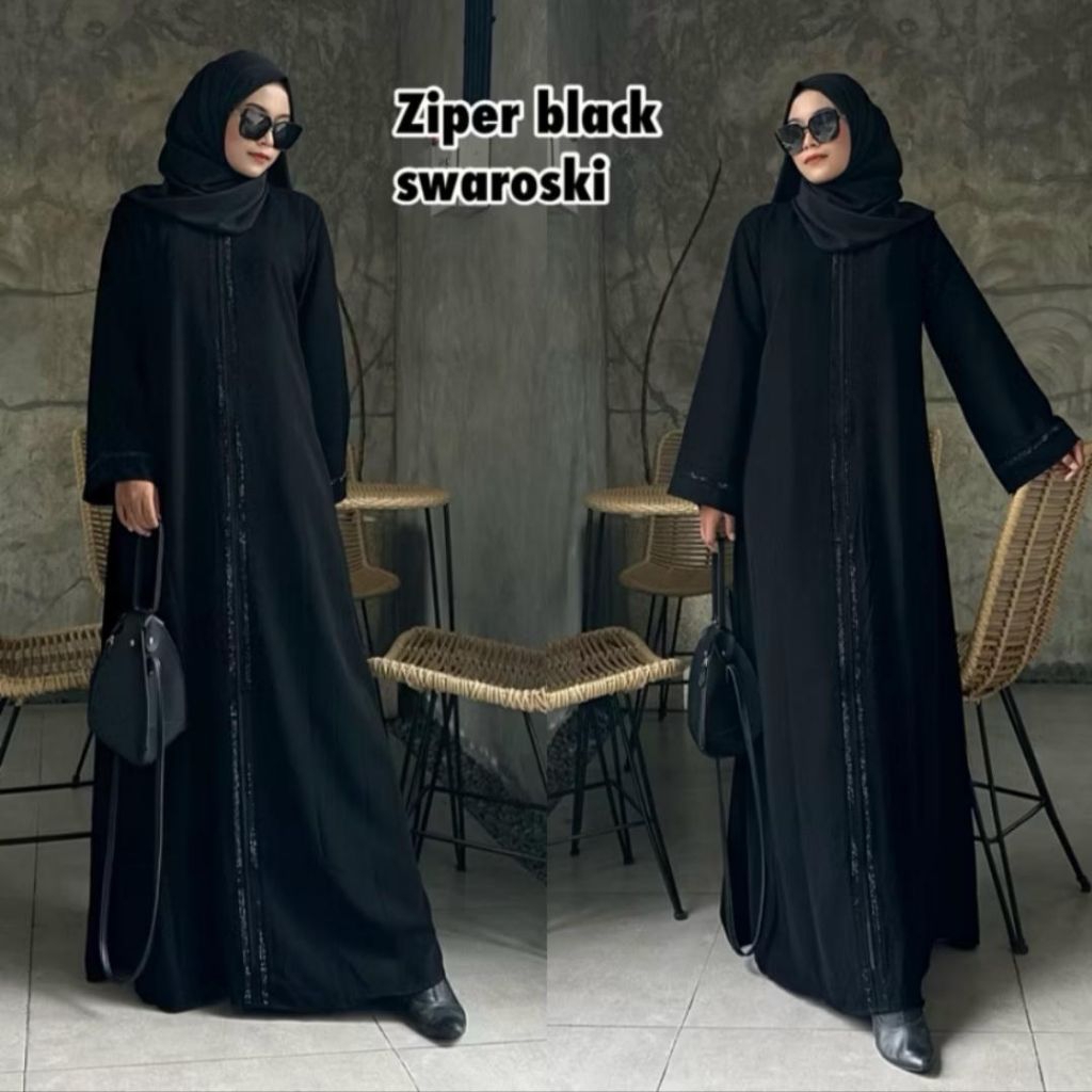 Abaya hitam polos Gamis Jetblack Turki Baju muslimah Hitam