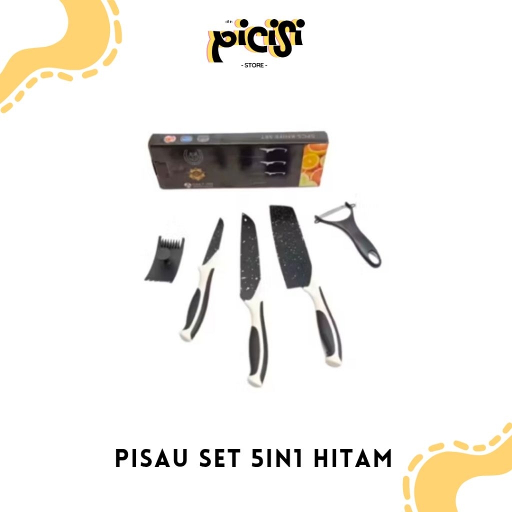Pisau Set 5in1 Hitam // Knife set Ceramic Pisau set Kitchenware