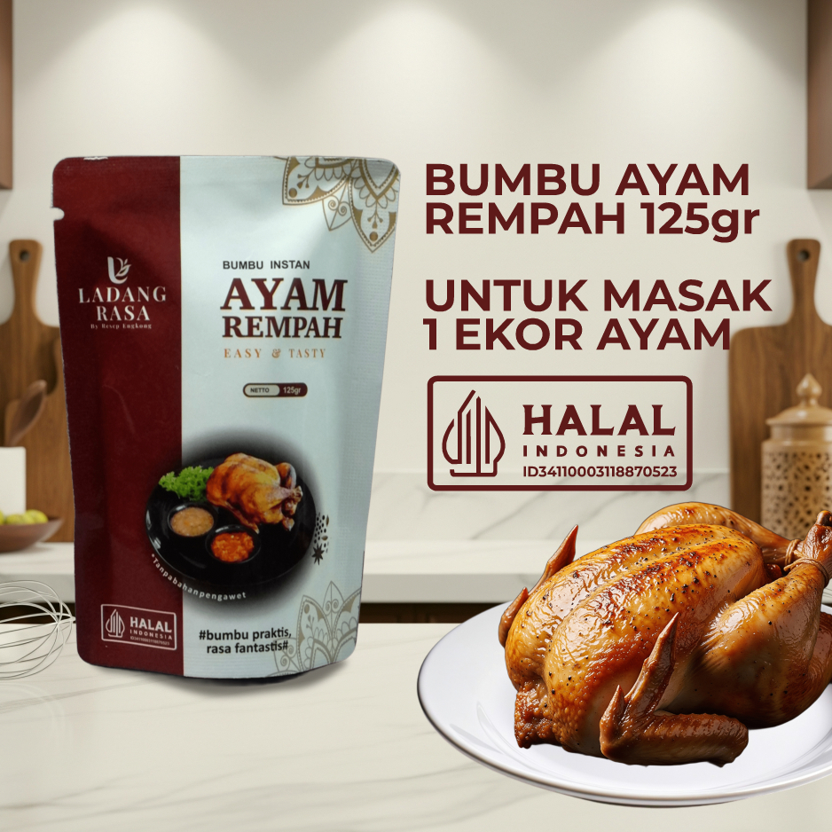 

Ladang Rasa Bumbu Instan Marinasi Ayam Rempah Basah Pasta Untuk 1 Ekor Ayam Lengkap Bawang Rempah dan Minyak Kemasan 125gr Praktis