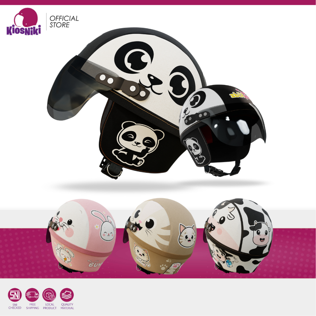 Helm Sepeda Anak Lucu 1-4 Tahun Stylish dan Aman Karakter Panda Kelinci Kucing