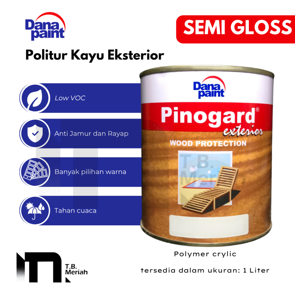 DANA PAINT PINOGARD Exterior 980 Politur Kayu 1Liter - Plitur Pelitur Kayu Khusus Eksterior / Outdoo