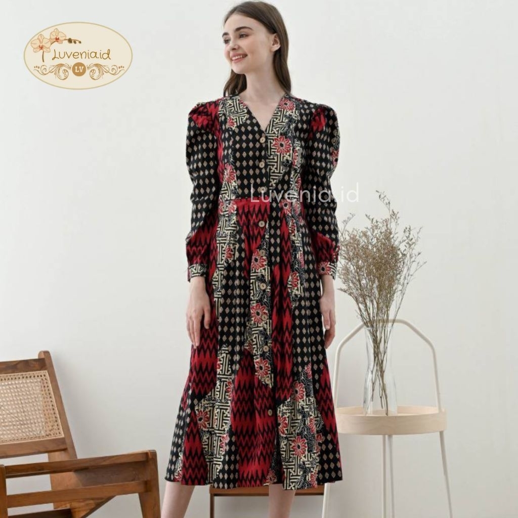 Dress Batik 258 Asb/ Batik Wanita Modern/ Batik Katun Strech