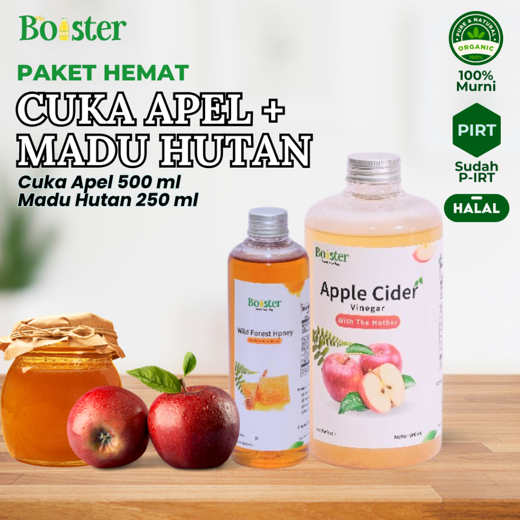 

MYBOOSTER PAKET CUKA APEL + MADU PAKET 2IN1 DIET SEHAT CUKA APEL 500ML MADU HUTAN 250ML ORIGINAL