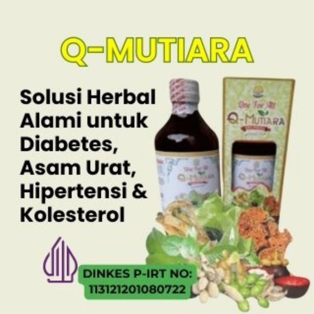 Q-Mutiara Herbal Diabetes Kolesterol Asam Urat – Obat Herbal  4in1 Detoks Tubuh & Vitalitas 650 ml