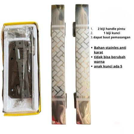 Paket Pegangan Hendel Handel Handle Gagang Tarikan Pintu Kayu Rumah Set Konci Kunci Pintu Premium An