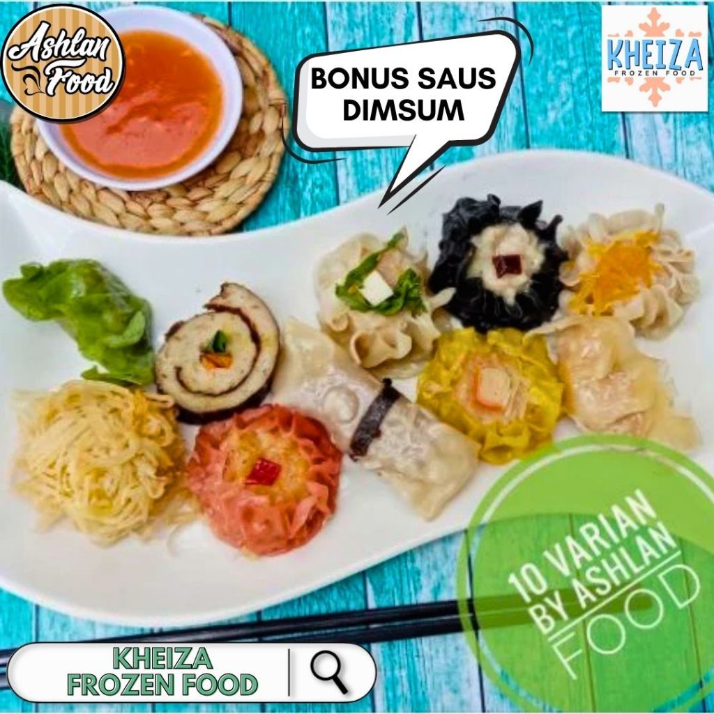 

DIMSUM AYAM Mix Rasa Ashlan Food - Olahan Ayam Siomay isi 10pcs Free Saus - Kheiza Frozen