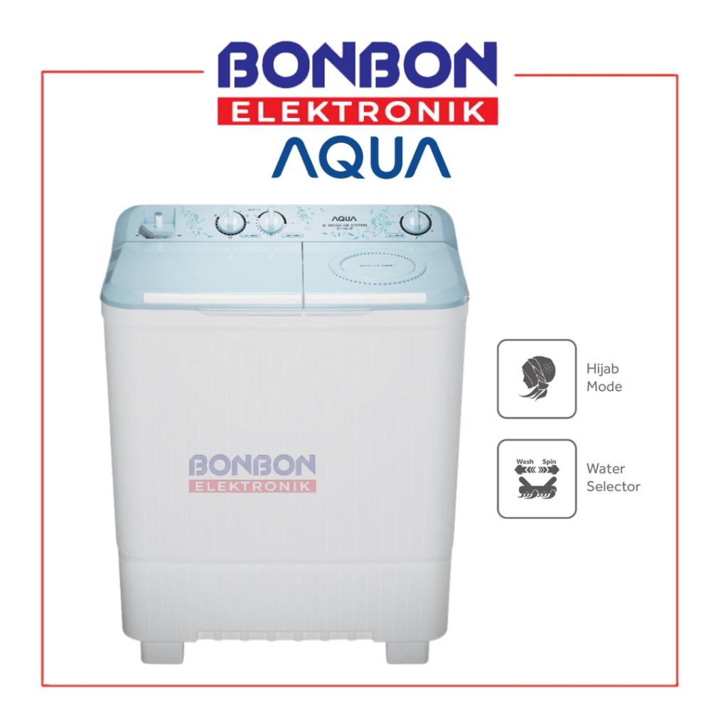 AQUA Mesin Cuci 2 Tabung 7 Kg QW 7031HT / 7031HT / QW7031HT Hijab Mode - Twin tub 7 Kg
