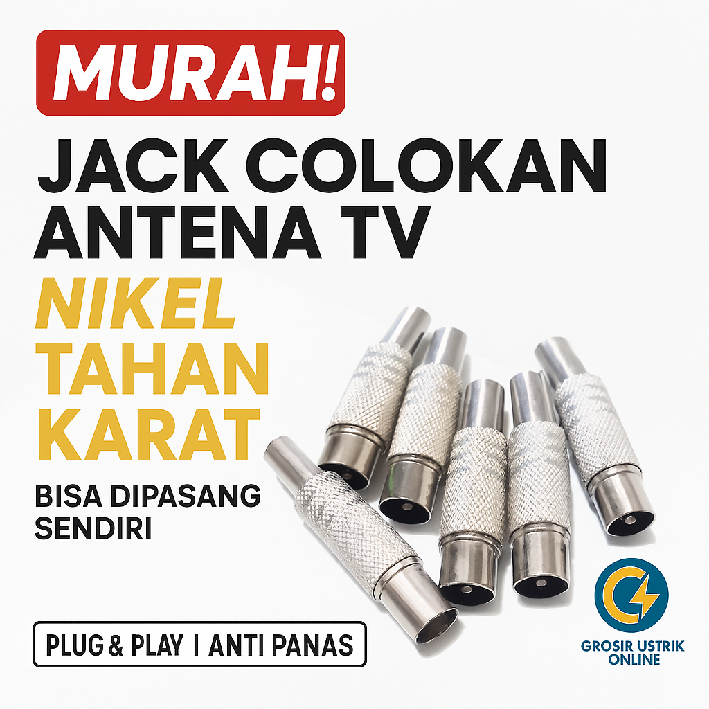 Colokan Antena TV Jantan Besi Male | Jack Jek TV Analog Tabung LED LCD Murah Kuat Awet