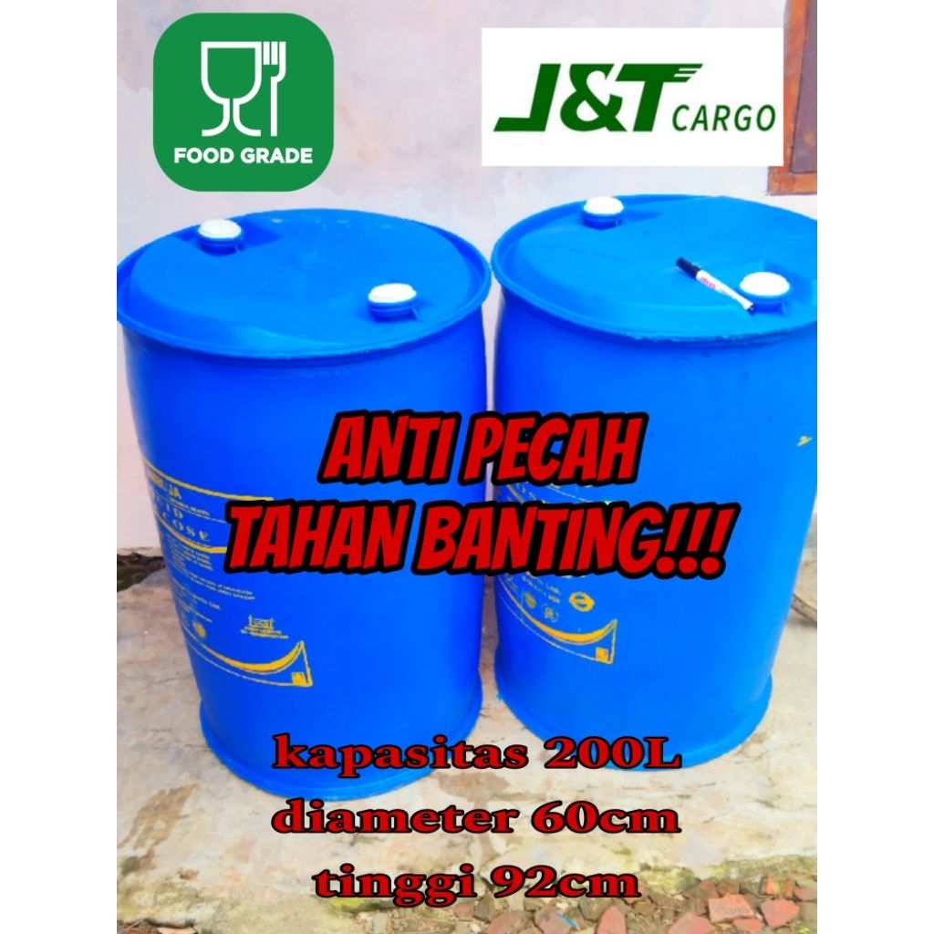 drum plastik 200L bekas gula cair anti pecah