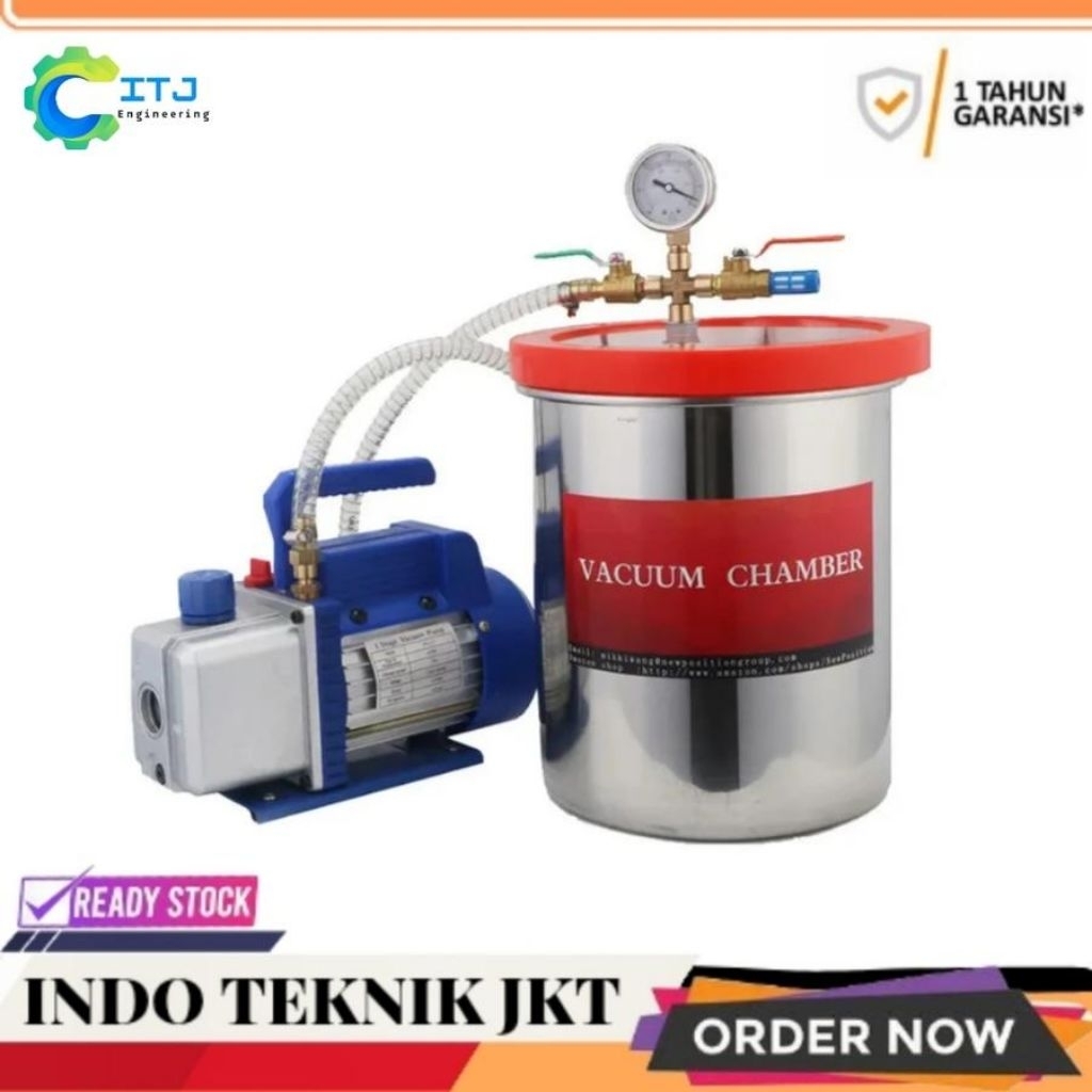 Vacuum Chamber 9 galon (34 L) + Vacuum Pump 1 hp