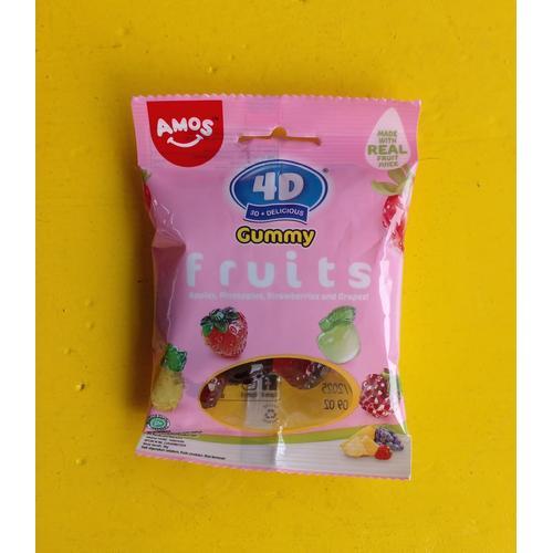 

[oddsolshop] pekanbaru/Amos 4D Gummy Fruits Candy 28GR Permen Paduan Rasa Buah