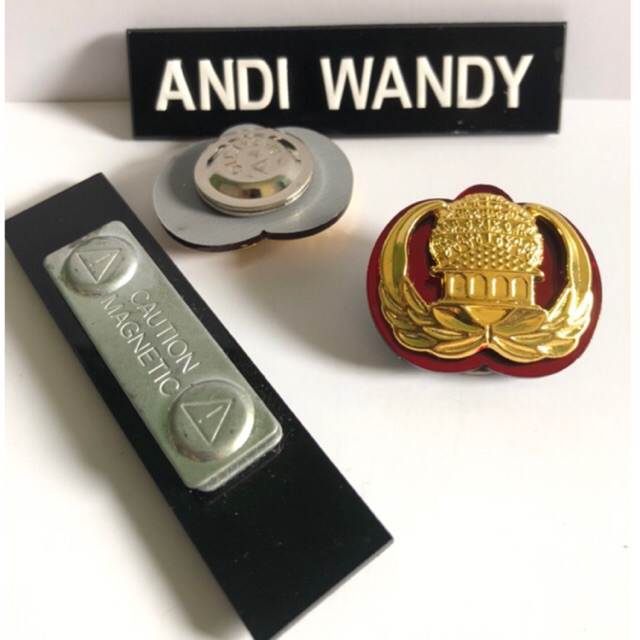 

Paket nametag / nama dada timbul / grafir dan pin kopri asn