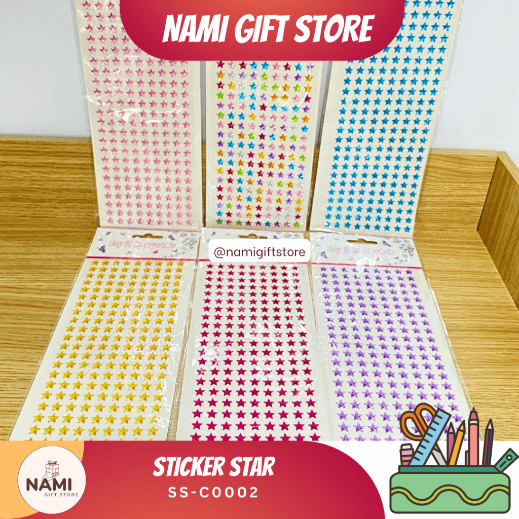 

[SS-C0002] Sticker Star Pernak Pernik Stiker Bintang Motif Polos DIY Dekorasi Stiker Tempel