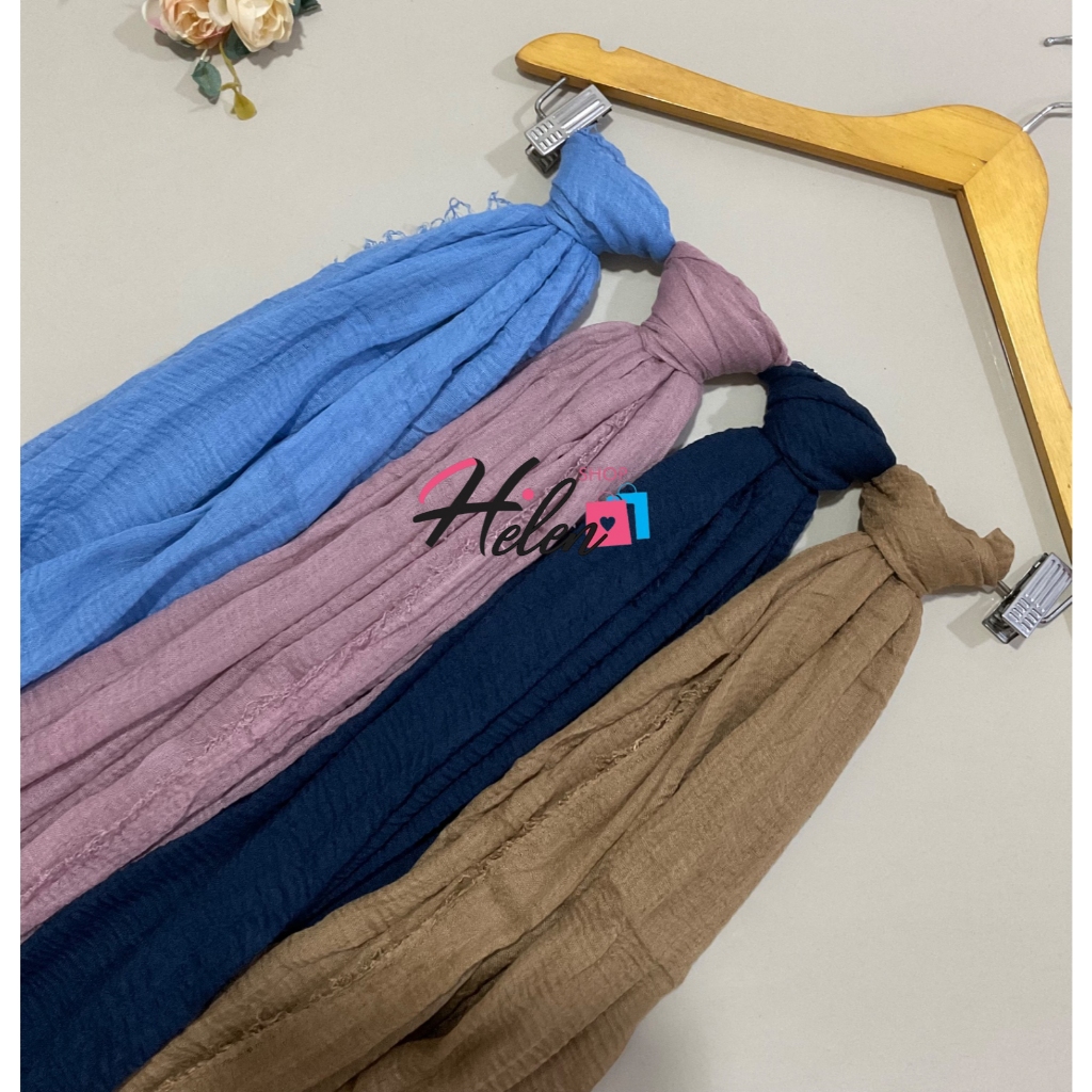 Kerudung Pasmina Crinkle Jumbo  Hijab Pashmina Crincle  Jilbab Phasmina Shawl Cringkle Pasmina Kusut