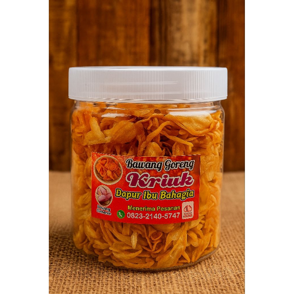 

Dapur ibu bahagia "Bawang goreng sumenep asli 100% tanpa campuran, ukuran toples 600ml