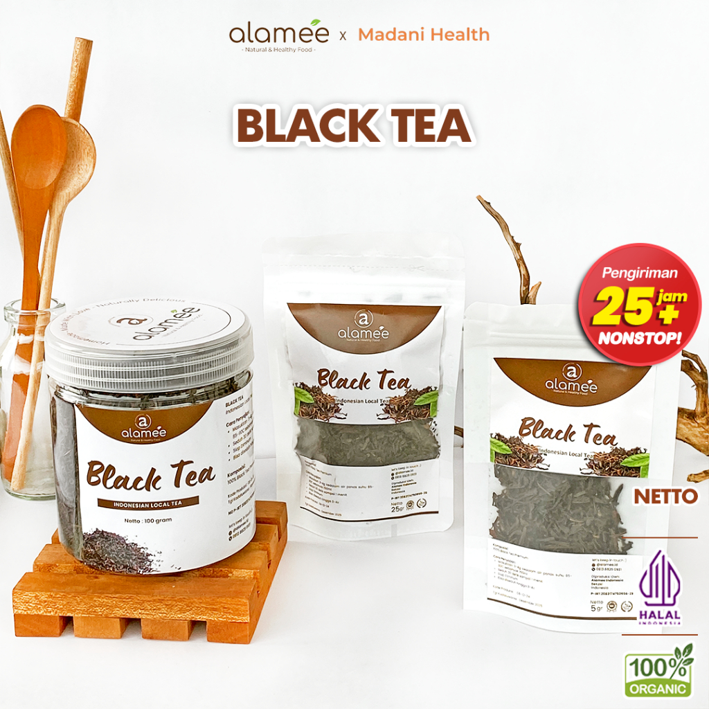 

ALAMEE Teh Black Tea Organic Kering Organik Blacktea Minuman Herbal Siap Seduh Minum 100gr
