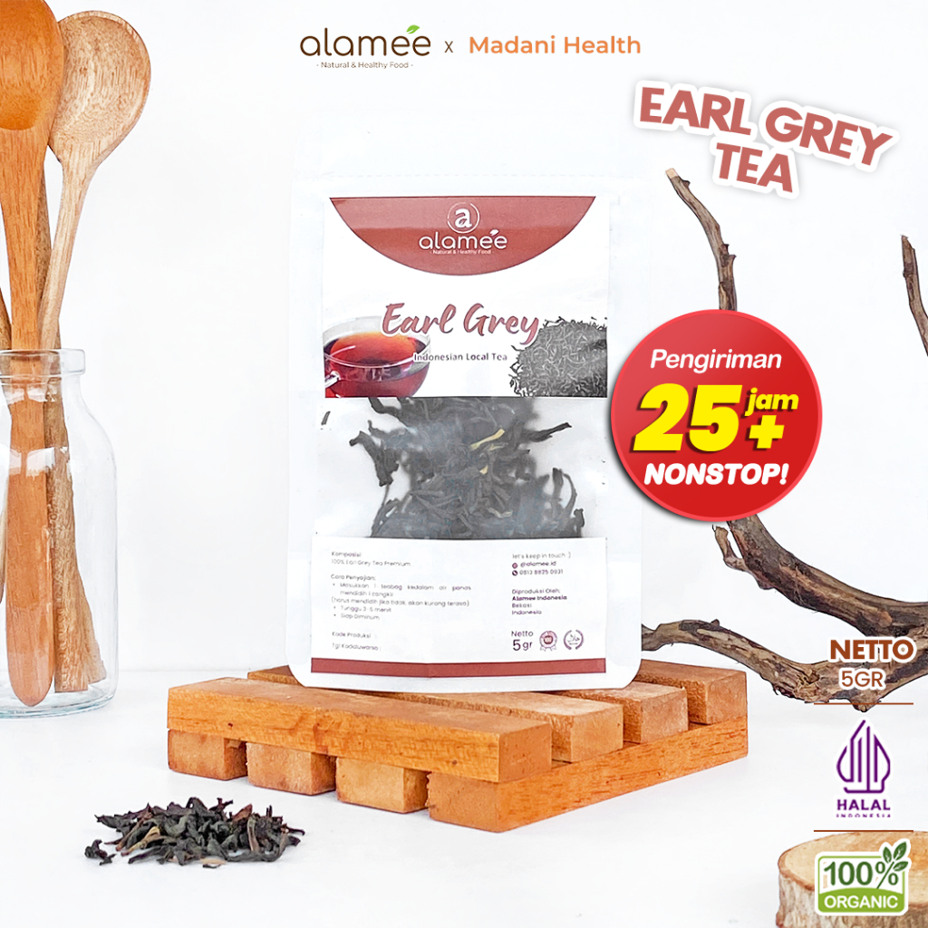 

ALAMEE Teh Bunga Earl Grey Black Tea Alami Organik Dried Leaf Siap Seduh Minum 5gr