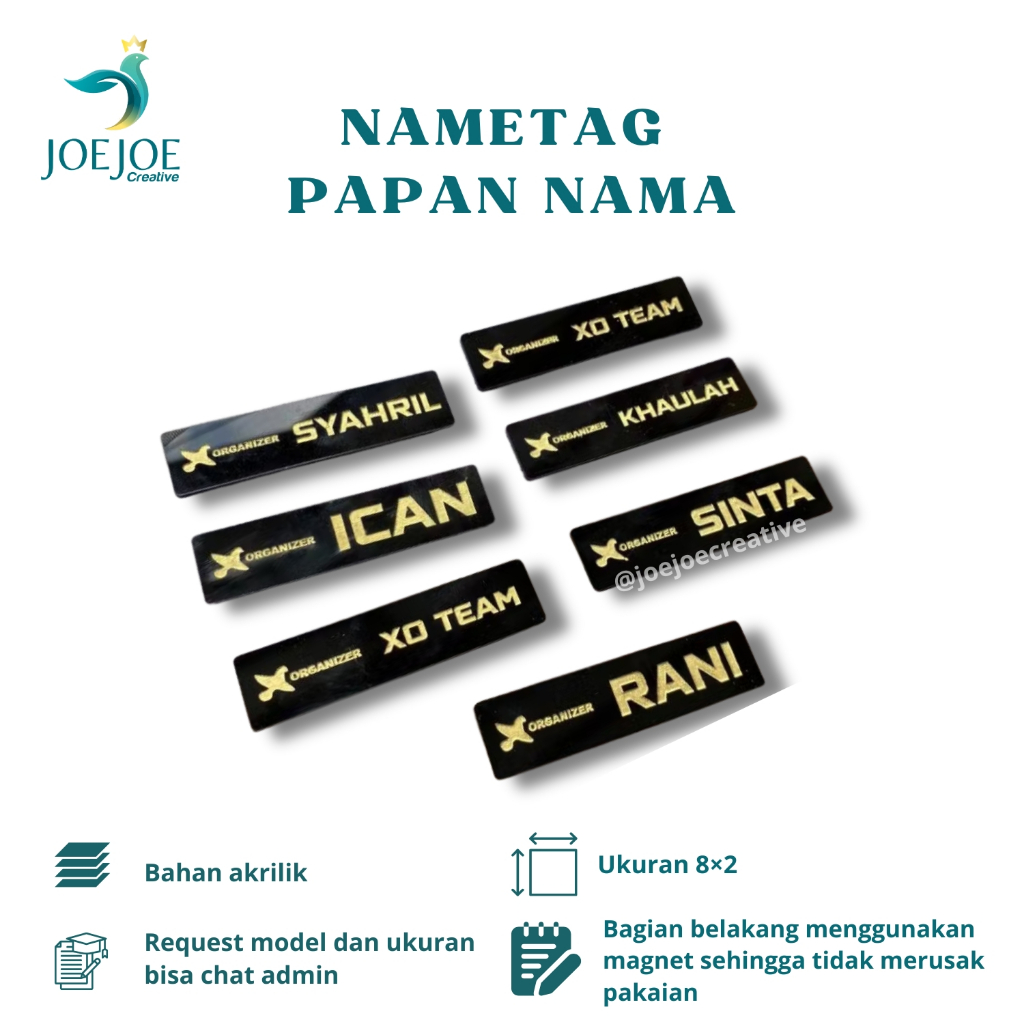 

Nametag name tag papan nama akrilik custom papan dada nama dada sesuai request