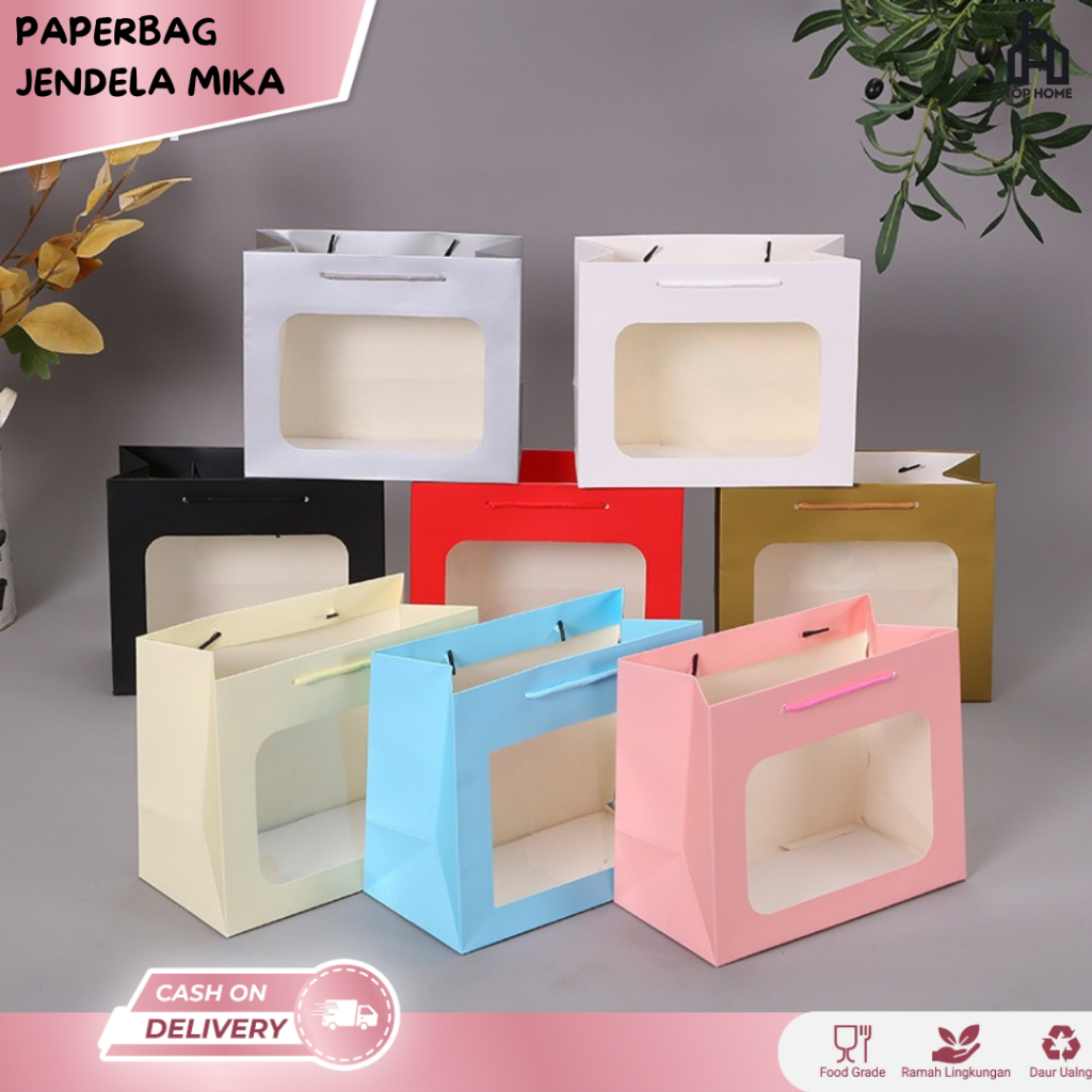 

Paper Bag Tas Kertas Windows | PaperBag Tali Untai Ivory PaperBag Mika Hampers Souvenir Ulang Tahun