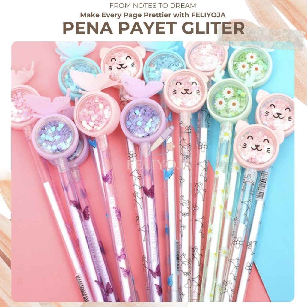 

FELIYOJA | Pena Karakter Payet Gliter Bunny Cat Rusa Kupu kupu