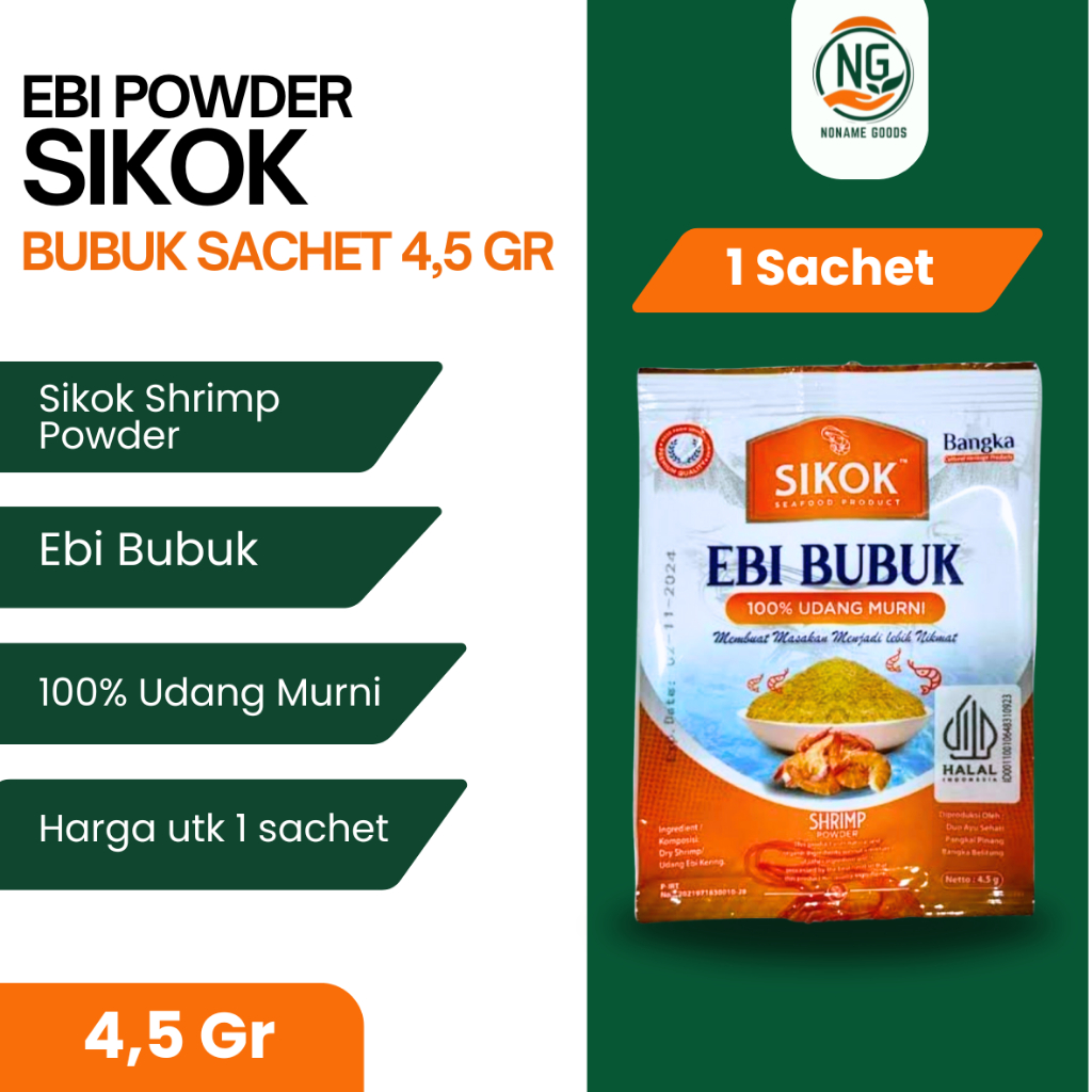 

EBI SIKOK SACHET 4,5 GR BUBUK 100% UDANG ASLI HEBI MENIR UDANG KERING INSTAN