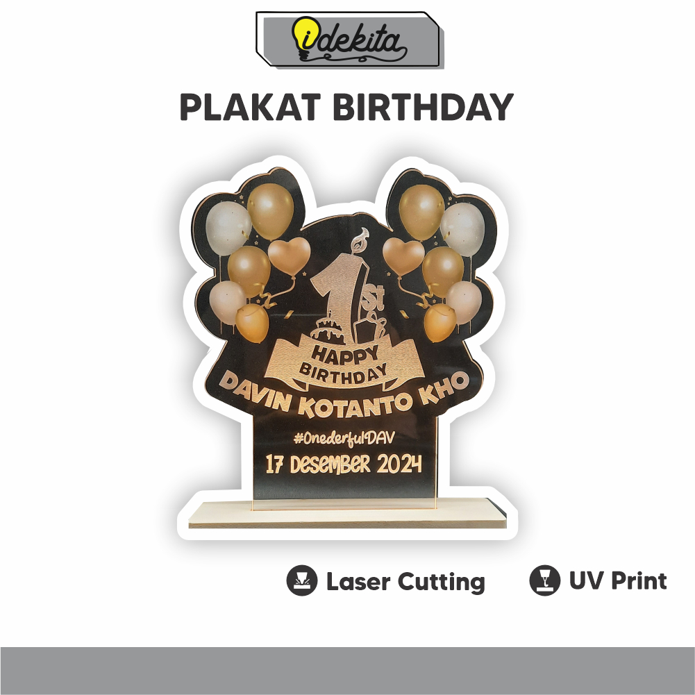 Custom Plakat Akrilik Kado Ulang Tahun Lampu Birthday Gift Ucapan Congratulation UV Print IDEKITA