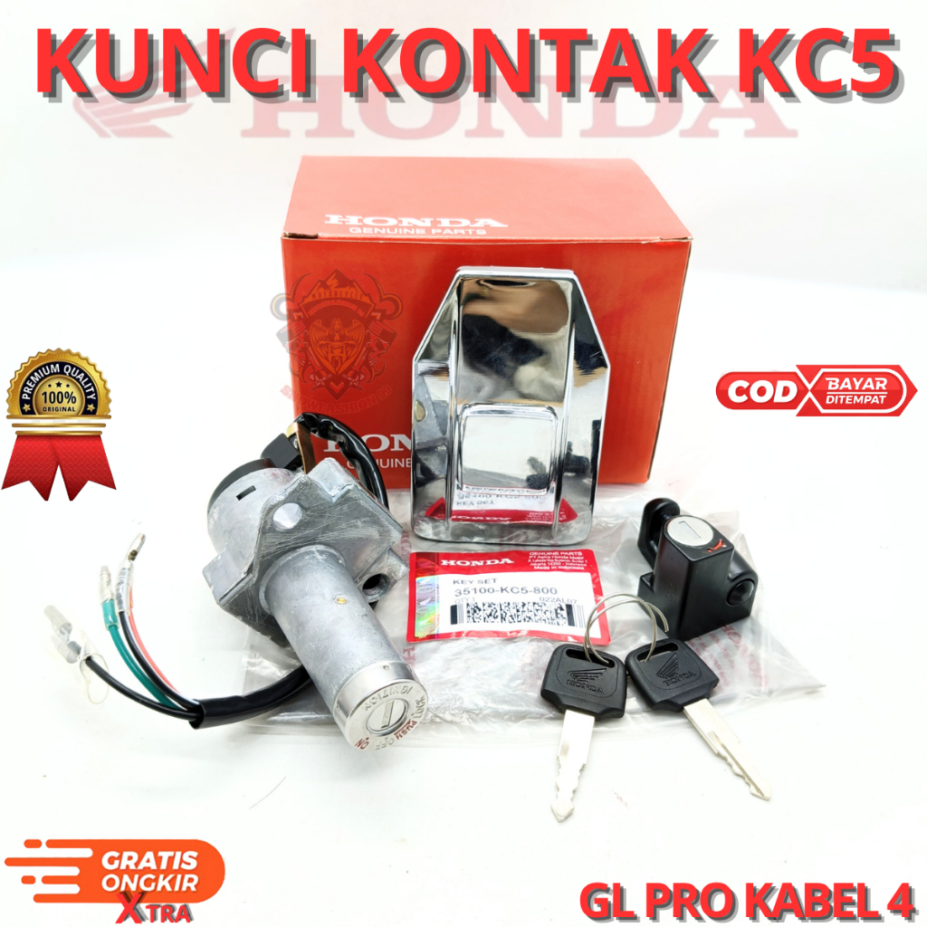 KUNCI KONTAK GL PRO KC5 UNTUK MOTOR GL PRO,GL MAX,NEOTECH KABEL 4 ASLI ORIGINAL HONDA AHM
