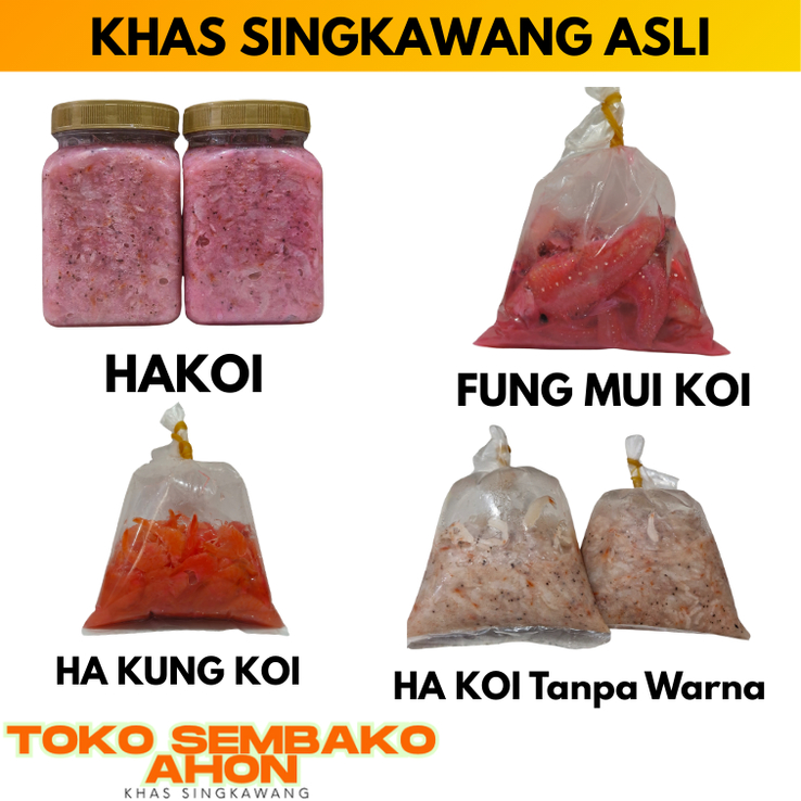 

Ikan Asin Makau 100g | Hakoi 410gr | Fung Mui Koi 120gr | Hakung Koi 120gr | Hakoi Putih 170gr | Hakoi 120gr | Ikan Asin Hiu 100gr