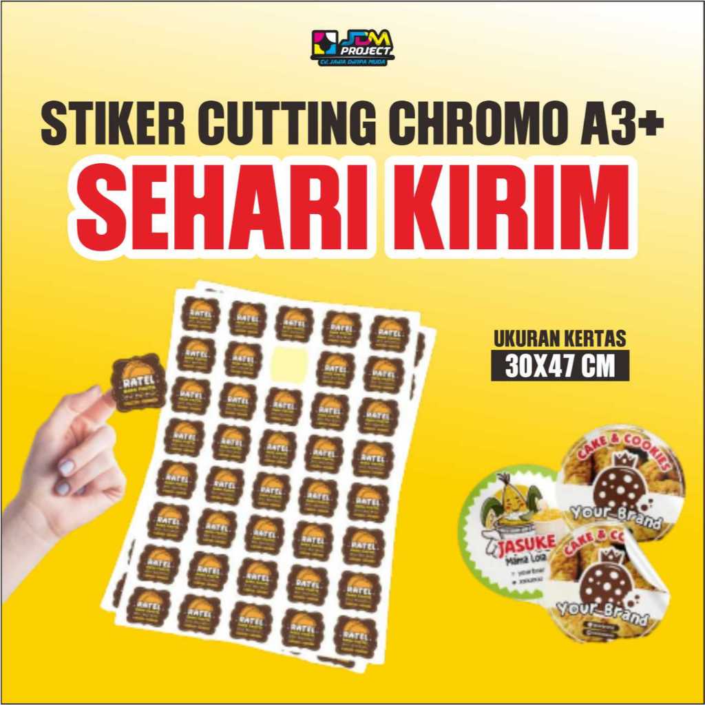 

JDM PROJECT - Sticker Chromo/Bontax Label Makanan Ukuran A3+ SUDAH SAMA CUTTING bisa diisi banyak | Tanpa PO